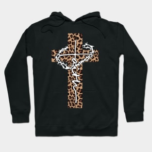 Faith Leopard Cross Christian Funny Gift Hoodie